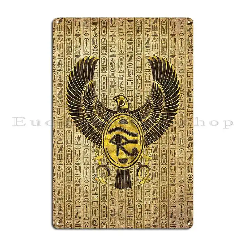 Egyptian Eye Of Horus Wadjet Gold And Wood Metal Signs Club Party Club Kitchen Designs Garage Plaques Tin Sign Poster