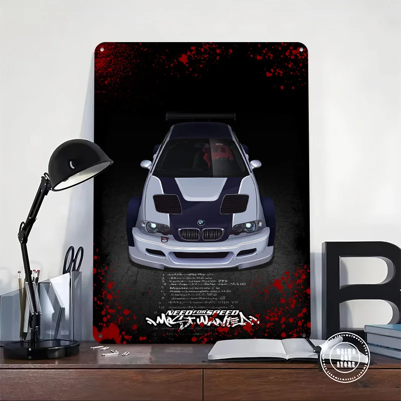 Sports M3 GTR Most Wanted Car Printed Poster Customized Retro Wall Art Vintage Metal Tin Signs for Desk Decor Room Wand Deko