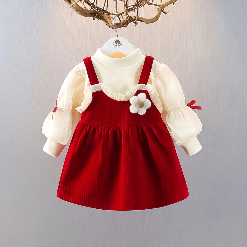 

Children's Winter Clothes Fashionable and Cute Winter Clothes for Girls Plus Velvet Dress Set 1-3 Years Old Girl Two-piece Set