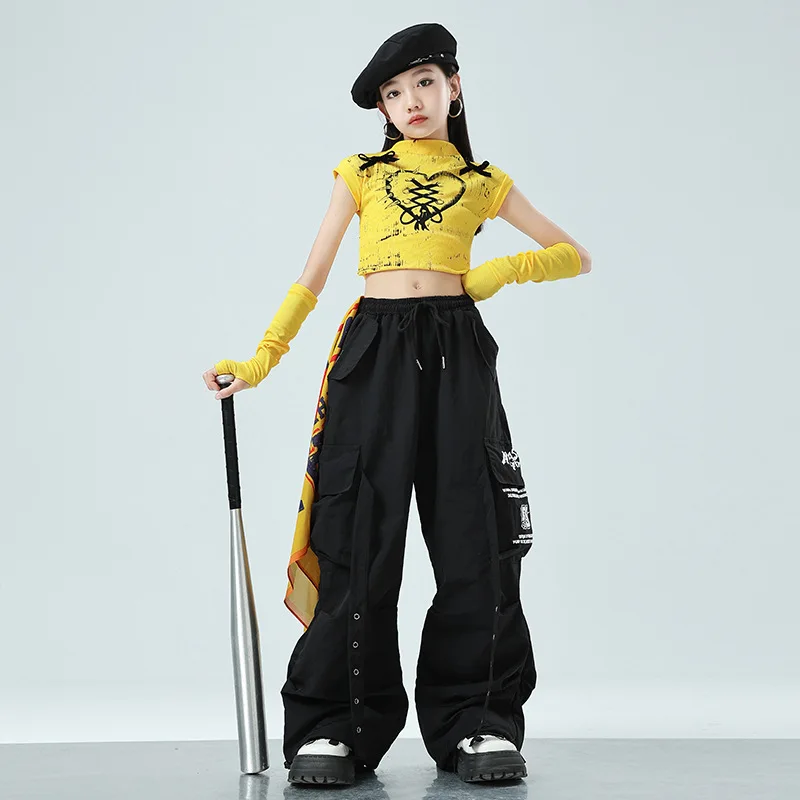 Hip Hop Mädchen K-pop Crop Top Street Dance Röcke Jungen Sweatshirt Cargo Hosen Kinder Streetwear Kinder Jazz Kostüme Kleidung Sets