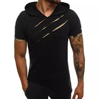 MRMT 2026 Nueva Camiseta con Capucha para Hombre, Camuflaje Cobre Roto, Estilo Personalizado, Fitness, Plisada, Manga Corta