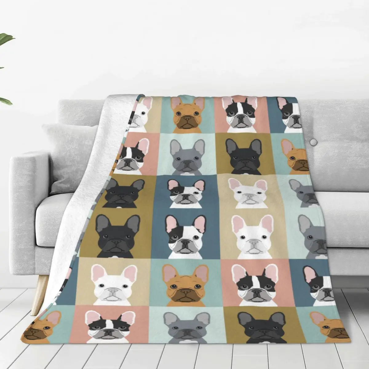 

French Bulldog Dog Blanket Dogs Fuzzy Vintage Warm Throw Blankets for Chair Covering Sofa All Season