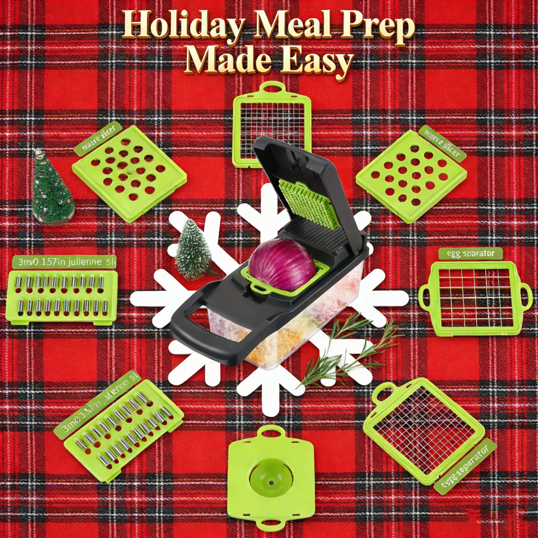 Safe Food Chopper with Hand Guard, Uniform Cuts Every Time. 33cm, Easy Clean, Dishwasher Safe