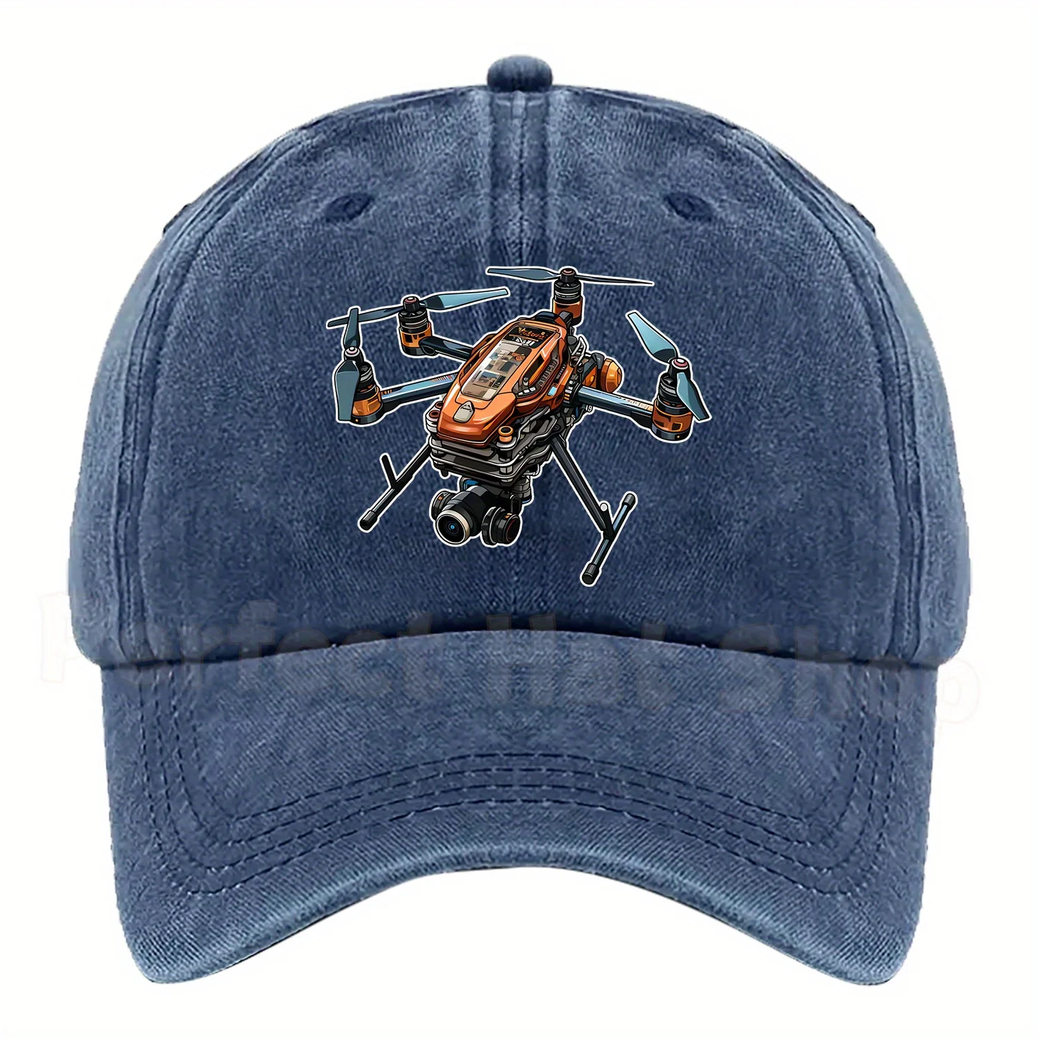 Mechanical Drone Pattern Printed Baseball Cap, Multi-Color Adjustable Size Baseball Cap