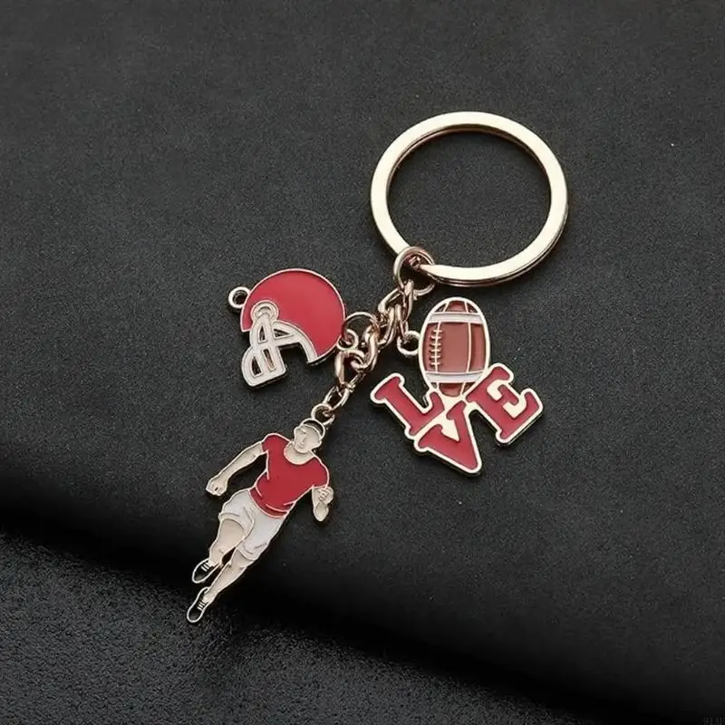 91AF Creative Alloy Football Ring Perfect For Backpack Decorations Pendant
