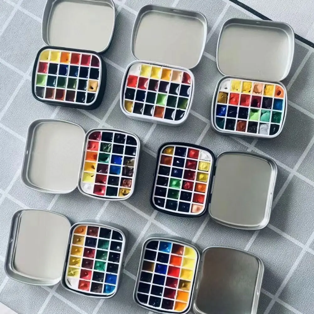 

2Pcs Empty Watercolor Paint Palette 12/24 Grids Mini Paint Pigment Box with Magnet Portable Travel Painting Tray Artist