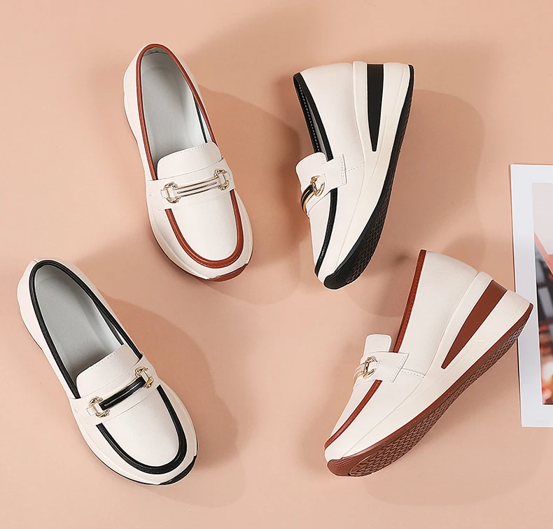 Neue Damenschuhe Frühling/Herbst Flache Schuhe aus PU-Leder Mokassins Lässige Slip-On Loafers Damen Plateau Bootsschuhe – Detail 18