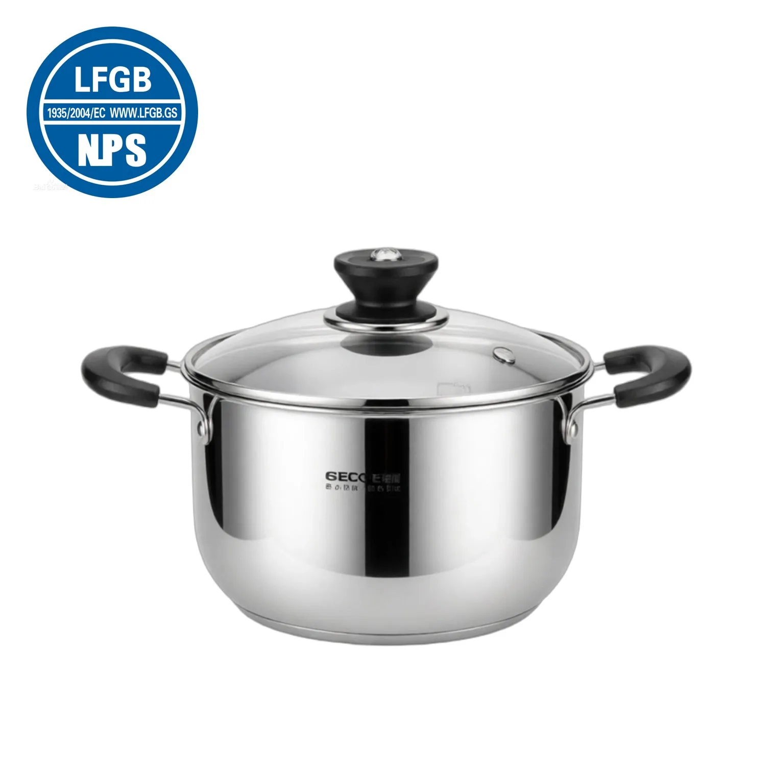 LFGB Certified 2~4L Capacity Cooking Pot Pure 304 Stainless Steel Kitchen Stewing Saucepot Ultra Thick Cookware with Cover