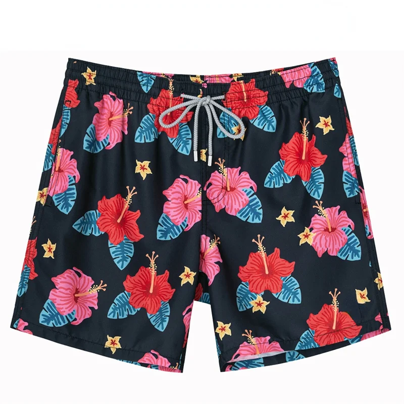 Pantalones cortos de playa con estampado 3d de plantas tropicales hawaianas para hombres, pantalones cortos de calle, secado rápido, tabla de Surf, bañadores sueltos para niños, Verano