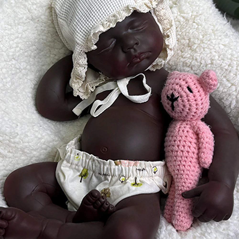 Muñeca bebé renacida de silicona realista de 20 pulgadas, color negro, hecha a mano, con peso, realista, para recién nacidos, regalo coleccionable, muñeca durmiente.