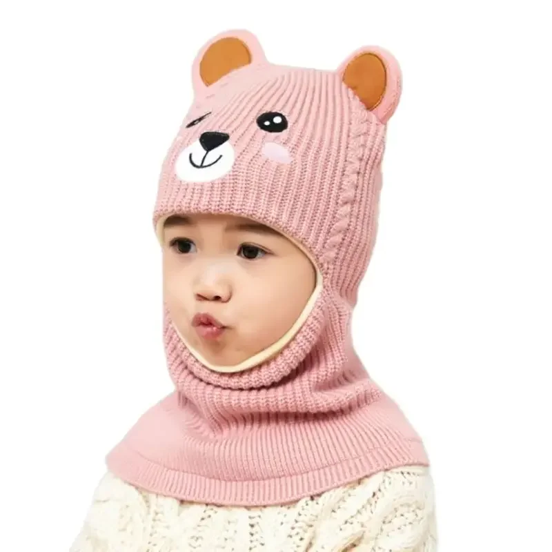 Boy Girl Beanie Protect neck Dinosaur Fox Bear Windproof Winter Knit Hat Child Girls Earflap Caps For 2 to 7 Years Old