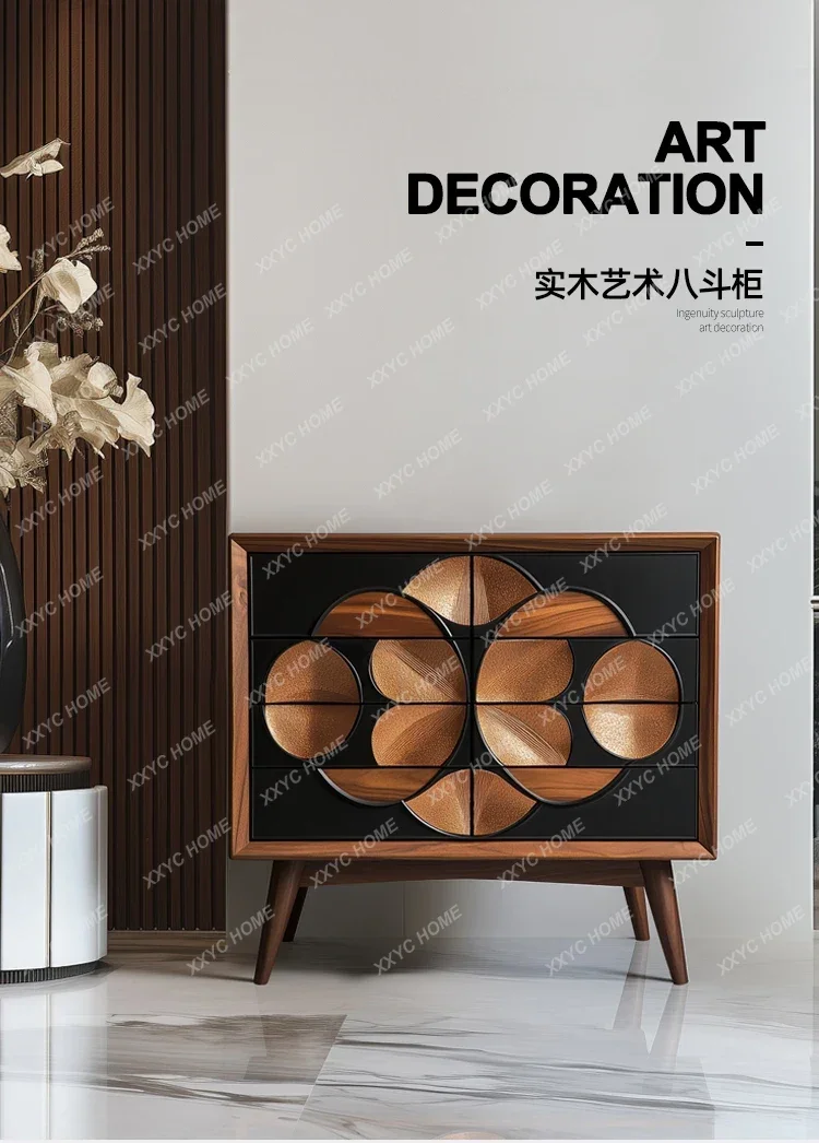 

NN Medieval art solid wood chest, high-end relief drawer cabinet, living room retro decorative porch cabinet, bedroom locker