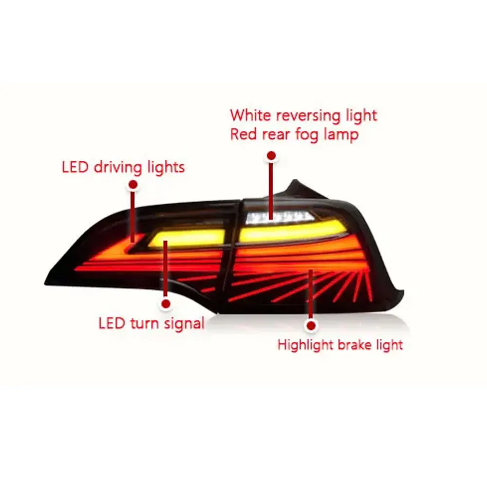 For Tesla Model Y/Mode 3 Tail Light Assembly Dragon Scale Fishbone Phantom Light RGB LED Brake Tail Light Renovation Decoration