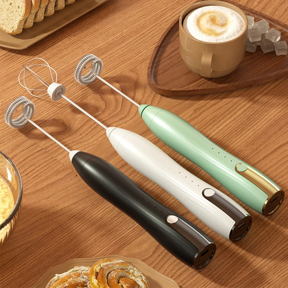 Electric Milk Frother Set 3 Speeds Egg Beater Mini Foam Mixer USB Rechargeable Drink Foamer Whisk Mixer Stirrer Coffee Creamer