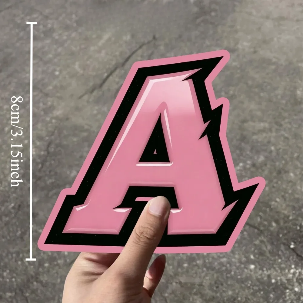 1PC Pink Letter A‑J Waterproof Vinyl Decal for Car Motorcycle Helmet Water Bottle Laptop