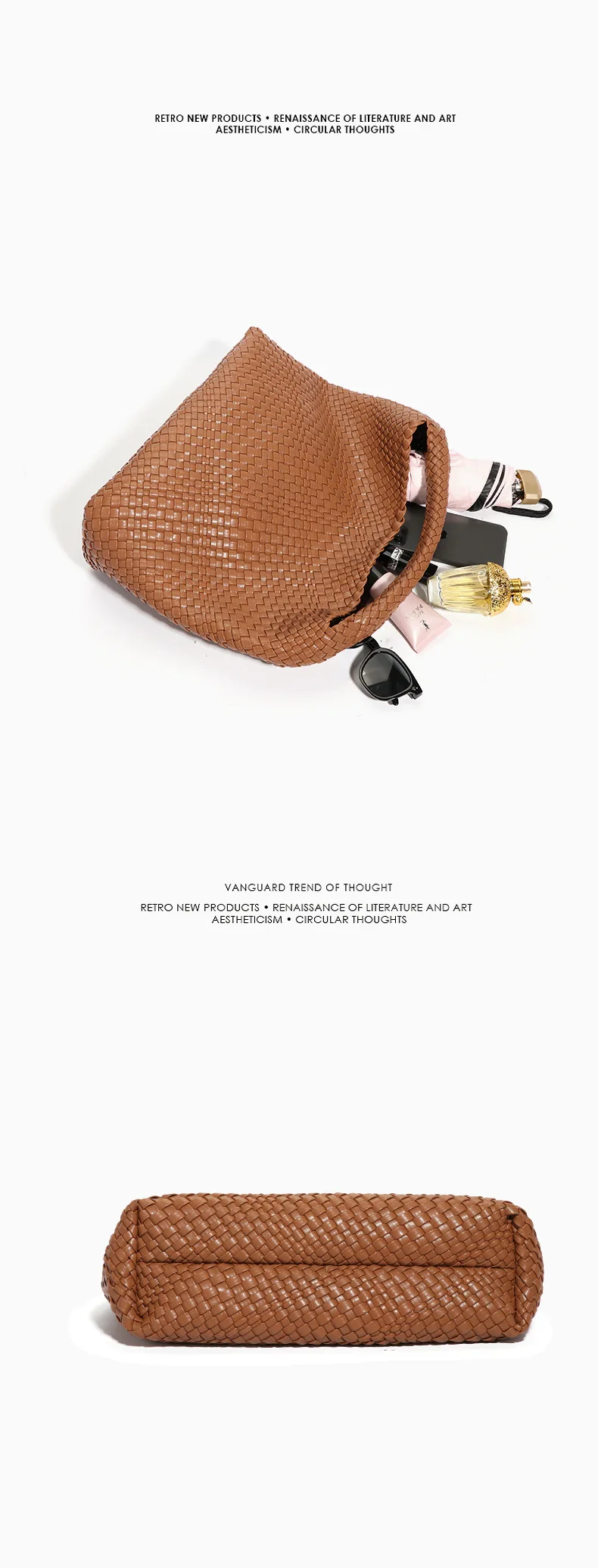 Chic Large Capacity Weave Tote Bag Soft Leather Intrecciato Handbag Shoulder Bags for Women's Fashion Work Travel Daily Outings