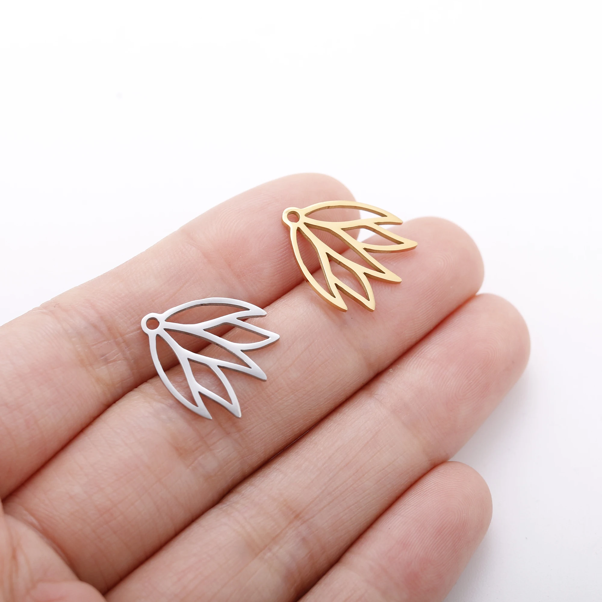 5 stücke Edelstahl Geometrie Charms Baum Blatt & Feder & Schmetterling Anhänger Für Die Herstellung Von Ohrringen DIY Schmuck Zubehör Großhandel – Detail 15