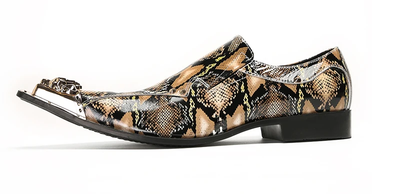 Herrenschuhe aus echtem Pythonleder, formelle Anzugschuhe mit Metallketten-Dekor, luxuriöse Modeschuhe für Frühling und Herbst, Business-Bankett-W – Detail 33
