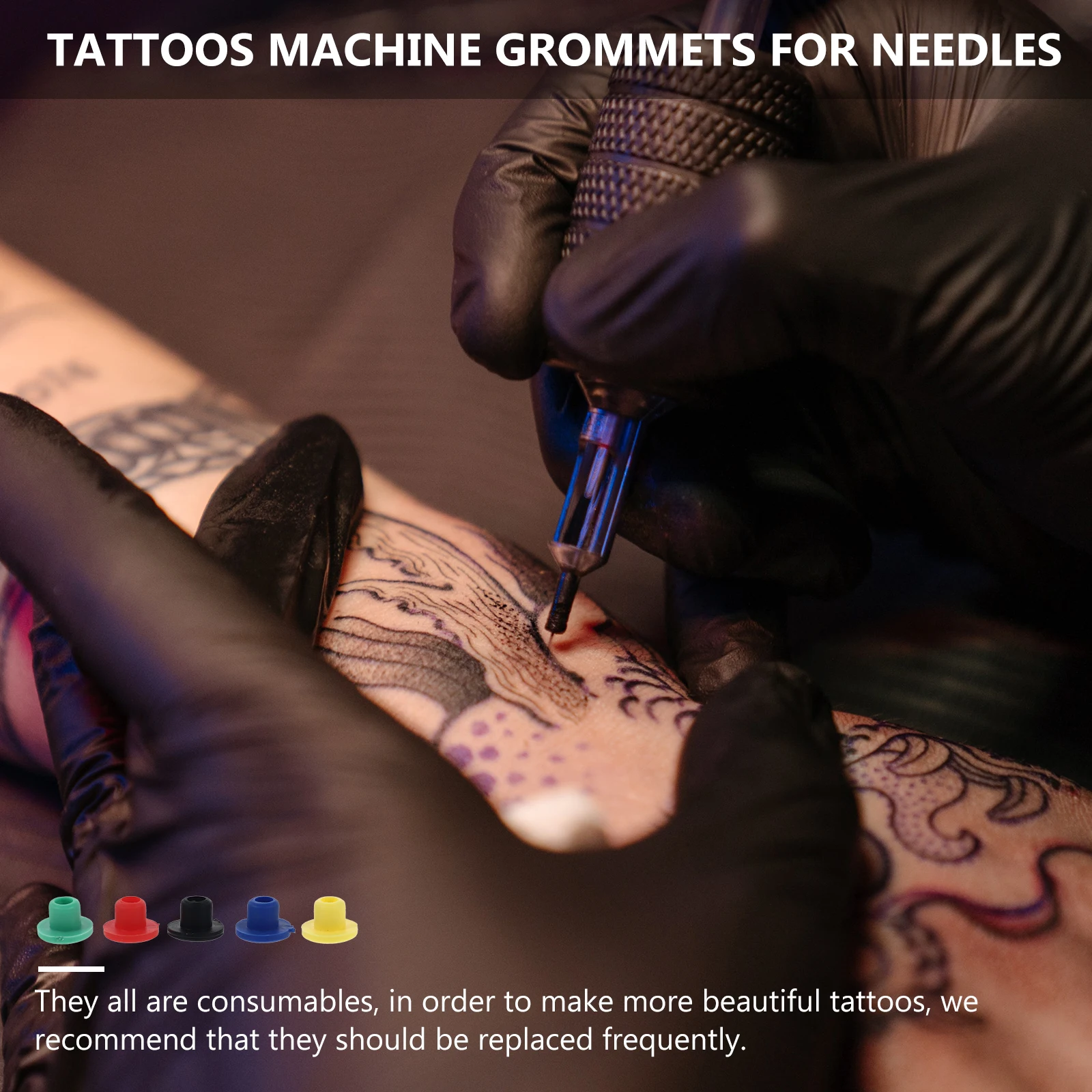 

100Pcs Rubber Tattoos Needle Grommets T Type Band Buckles Professional Tattoo Tools Stable Needles Frequent Replacement