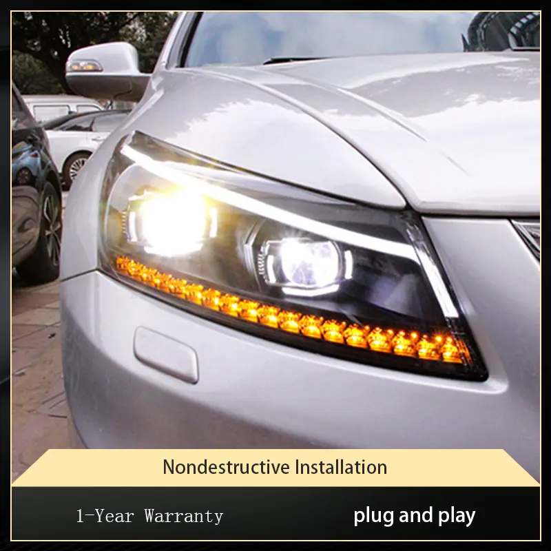 Car Styling Headlights For Honda Accord G8 2008-2013 Angel Eyes Design DRL Signal Projector Lens Automotive Accessories