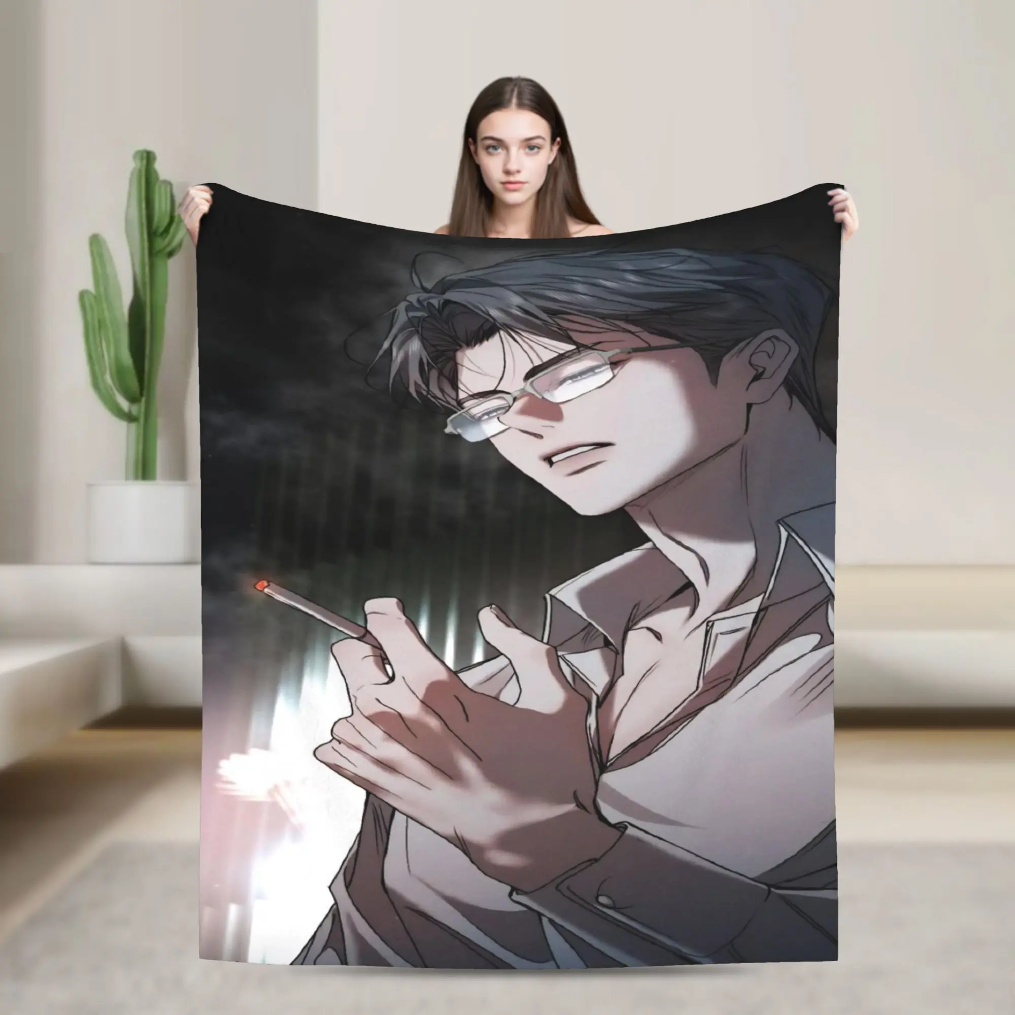 New Arrival Korean BL Manhwa Handsome Man  Blanket Lightweight Thin Coral Fleece Plush  Cozy Throw Blankets Machine Washable
