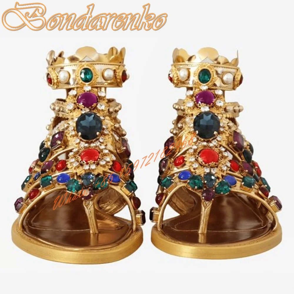 Flat With Colored Diamond Sandals Open Toe Gold Zipper Ankle Women Sandals Summer Party Designer Shoes Pre Sale Big Size Metal