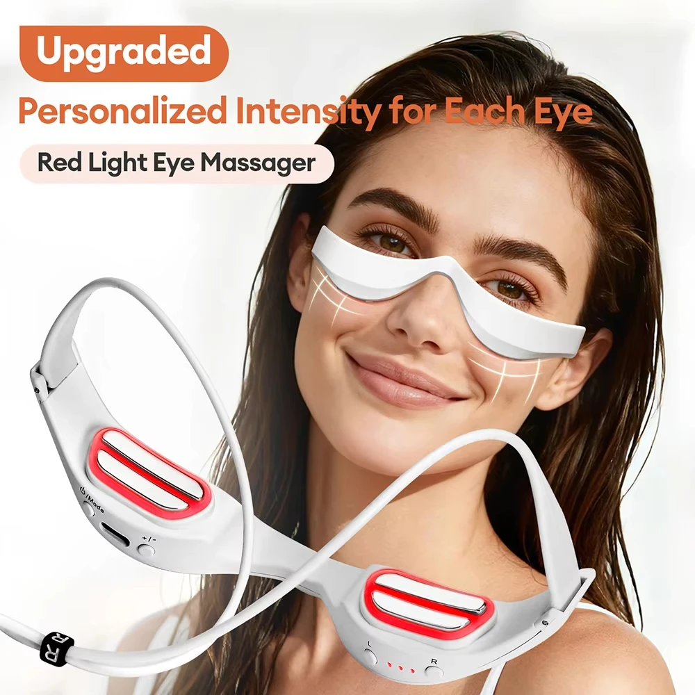 Light Therapy Glasses - Elektrische Augenmassagebrille EMS Rotlichttherapie Augenpflegegerät Gegen