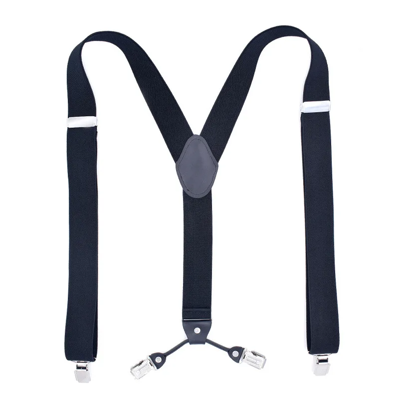 Heavy Duty Male Braces 3.5cm Y Back Durable 4 Strong Metal Clips Elegant Adjustable Elastic Universal Adult Suspenders for Gifts