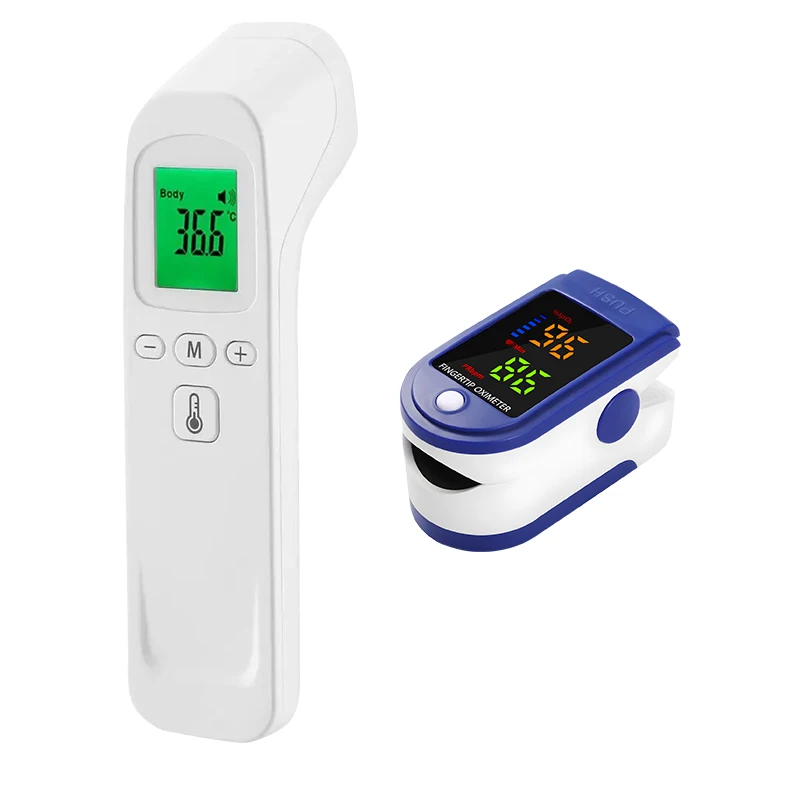 Digital Non-Contact IR Thermometer Fast Measure Light Portable Fingertip Medical Equipment SpO2 PR Monitoring Oximeter Monitor
