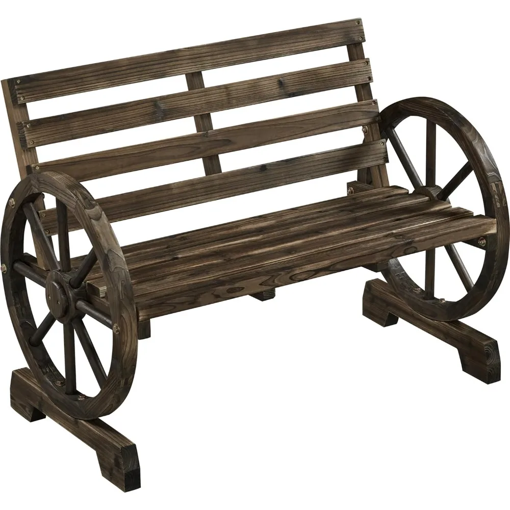 

Yaheetech 41in Wooden Wheel Bench Garden Outdoor Patio Bench, 2-Person Wagon Slatted Seat Outdoor Patio Furniture for Outdoor, P