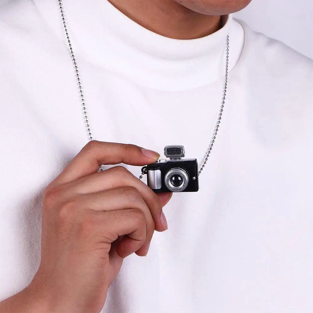 Retro Punk Luminous Flash Camera Women Sweater Chain Necklace Music Pendant Fashion Jewelry