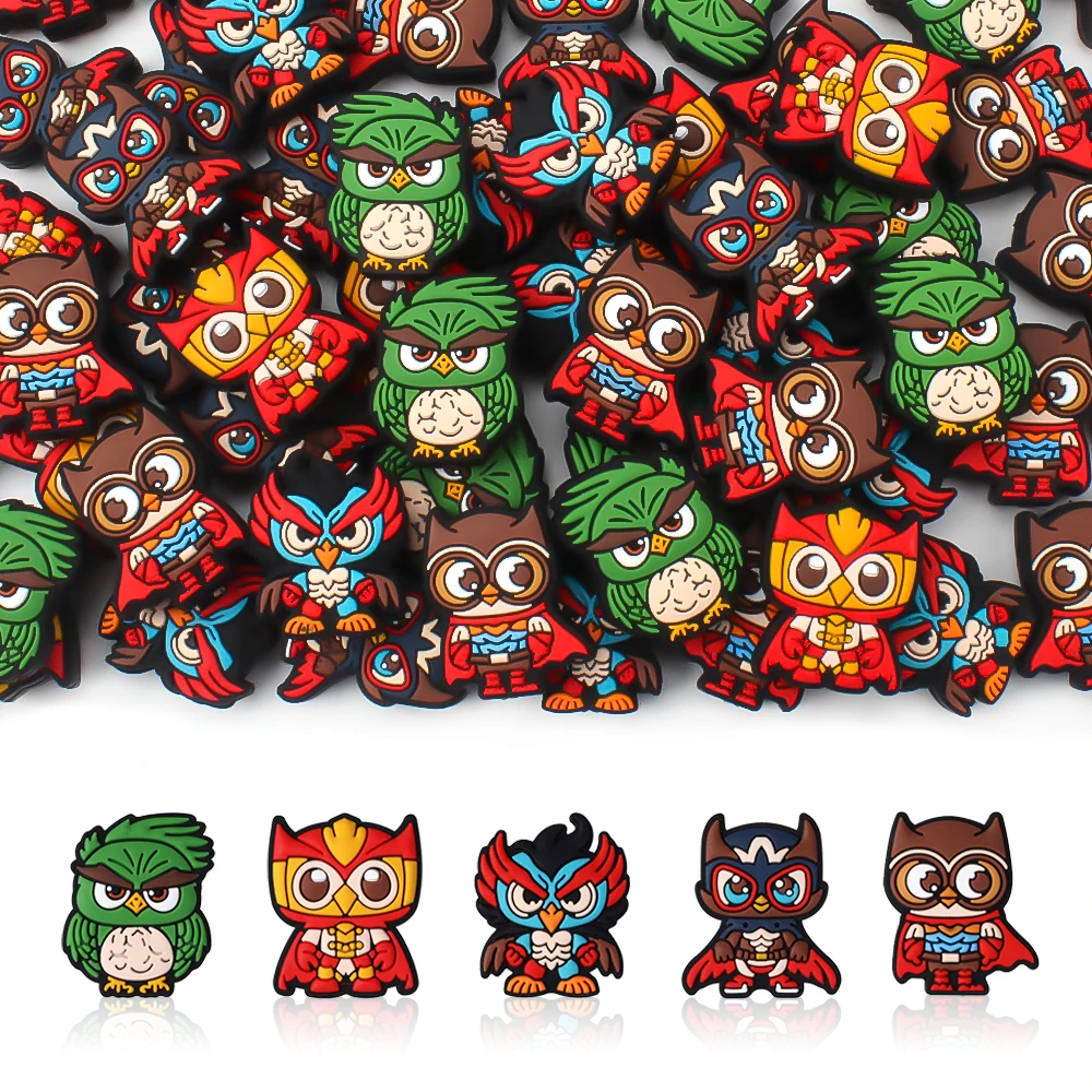 5/10pcs New Silicone Beads BColorful Owl Shape for DIY KeyChain Making Pen Decor Ornamental Focal Jewelry Accessories