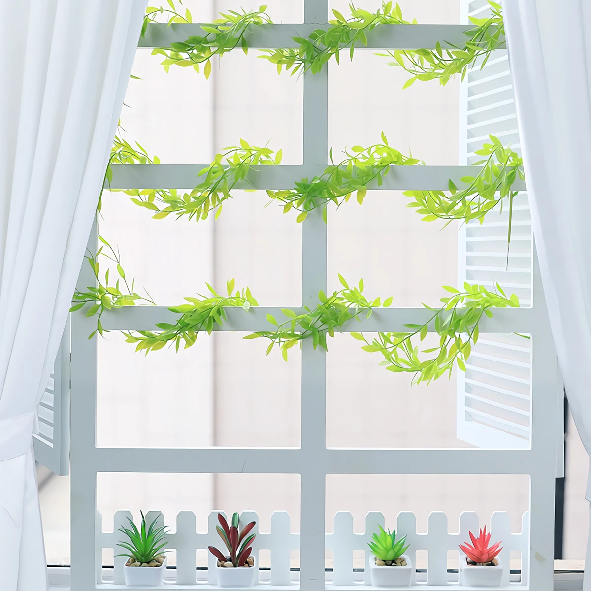 

5 Pcs Simulated Weeping Willow Decoration Fake Plants Artificial Hanging Plant Home Office Wedding Wall Vine Leaves Green