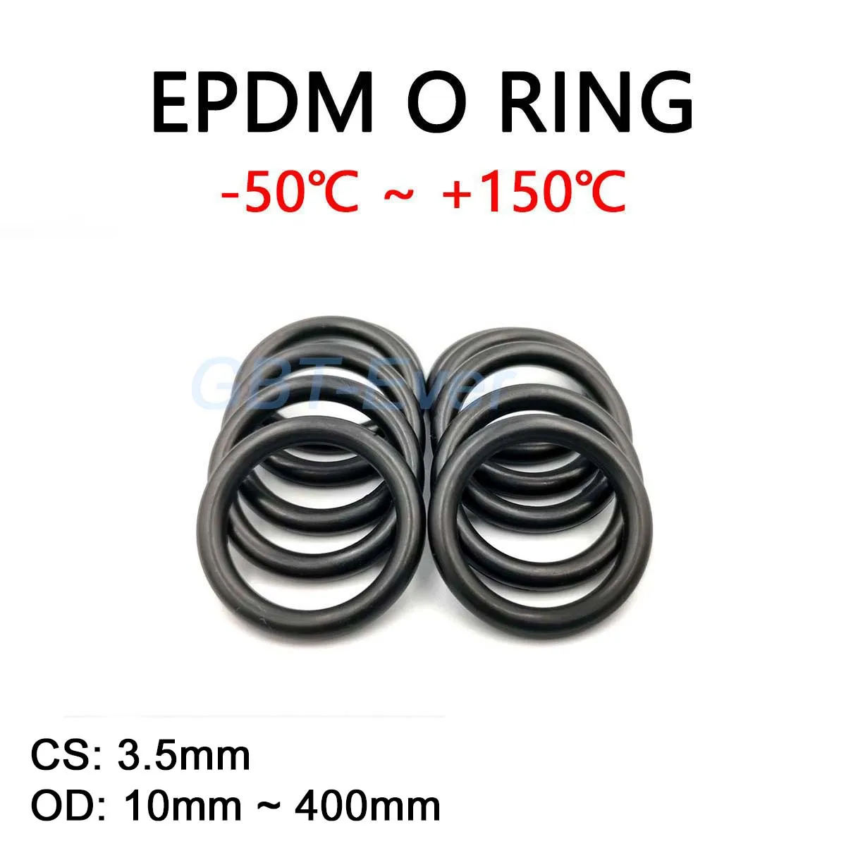 EPDM Rubber O Ring CS 3.5mm OD 10mm ~ 400mm Acid and Alkali Resistance Water Resistance Friction Resistance O-Ring Seal Gasket