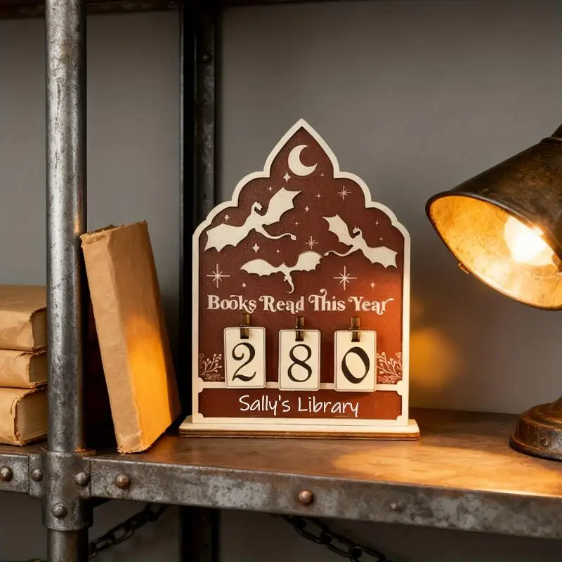 Wooden New Years Gifts For Bookworm Family Book Read This Year Counter Reading Challenge Tracker Bookshelf Club Classroom Decor image 4
