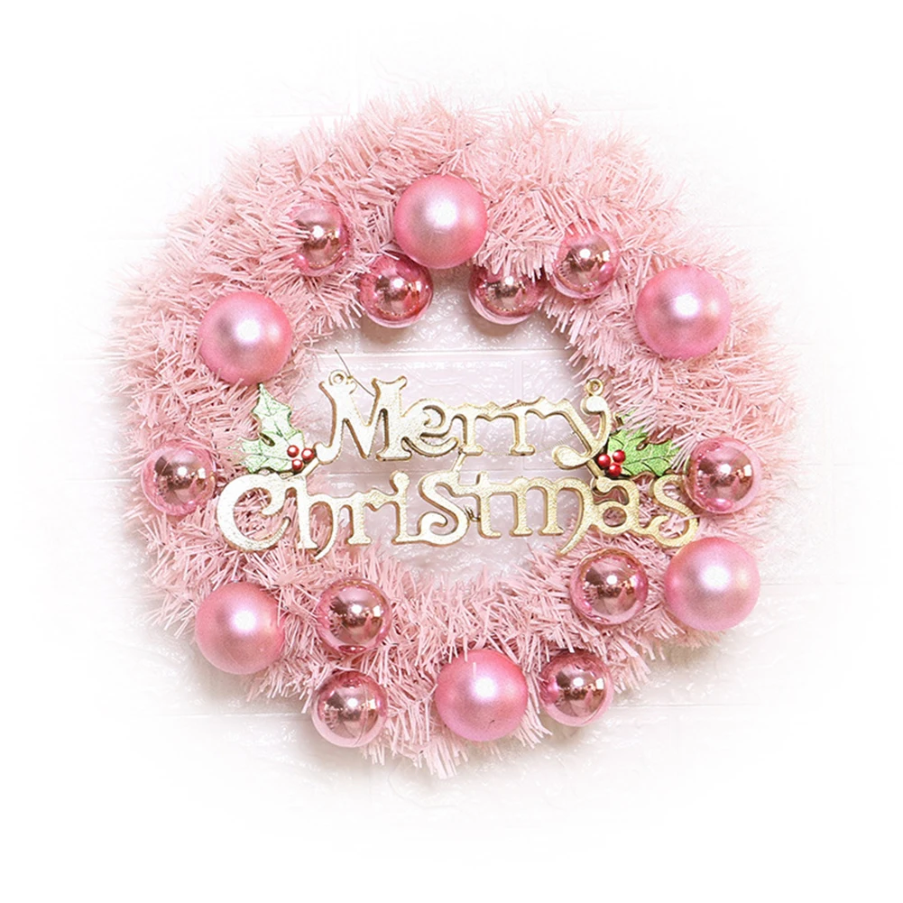 12In Christmas Wreath Decorations Plush Pink Door Wall Hanging Wreath Garland Window Ornament Holiday Xmas Decoration