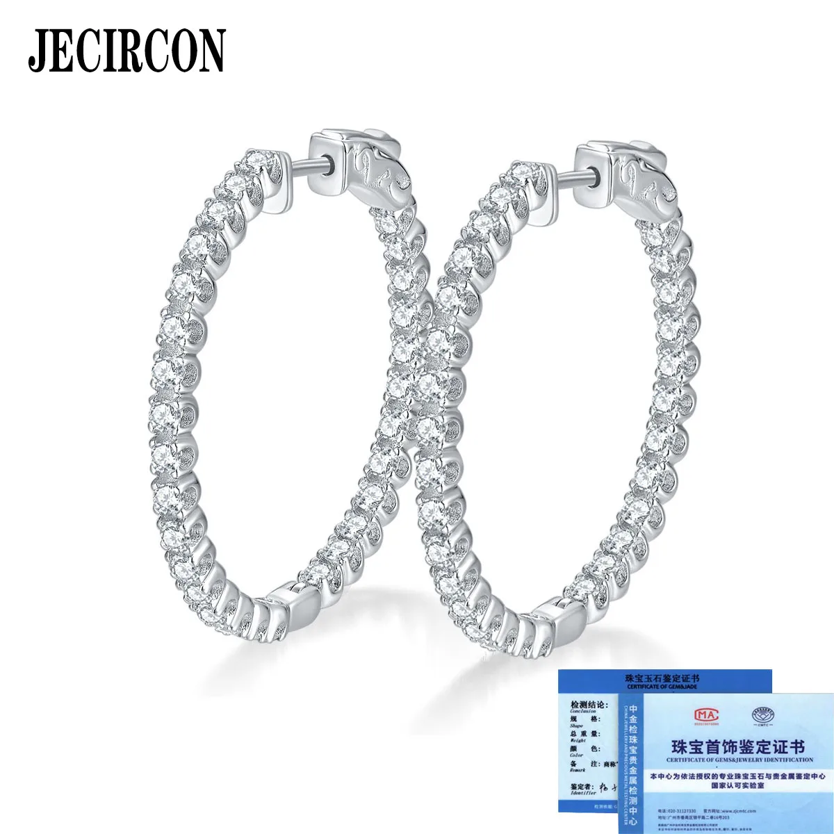 

JECIRCON European and American Hoop Earrings for Women S925 Sterling Silver High-end Full of Moissanite Earrings Fine Jewelry