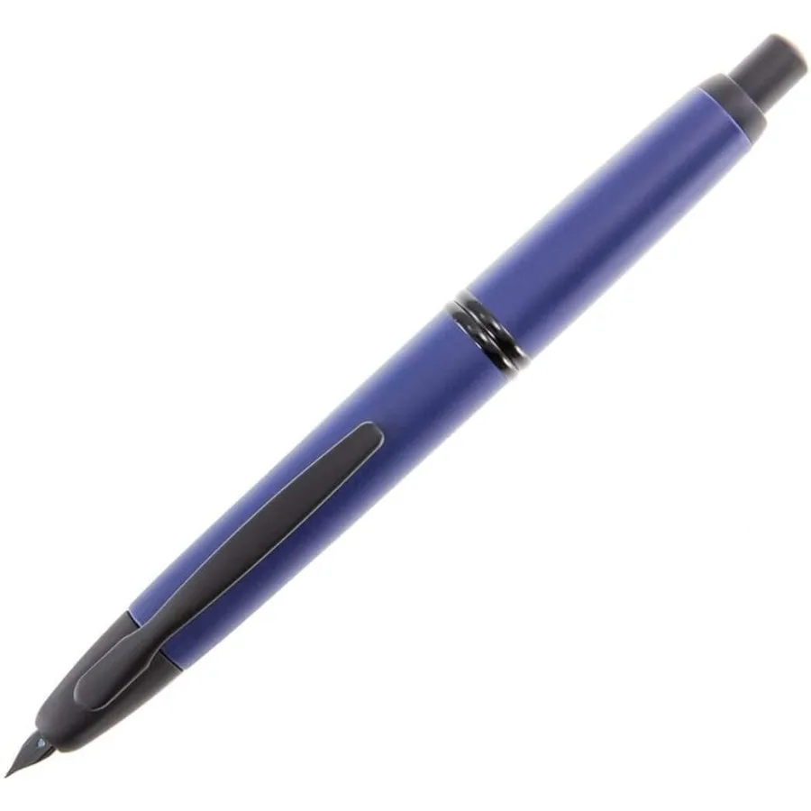 

Refillable and retractable fountain pen with matte blue barrel designed for professional writing academic note-taking and daily