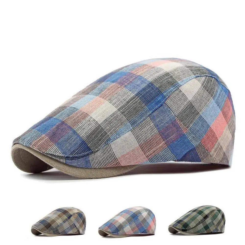 Four Seasons Men Berets Hats Cotton And Polyester 55-59cm Multicolor Plaid Newsboy Caps Classic Style BL0198