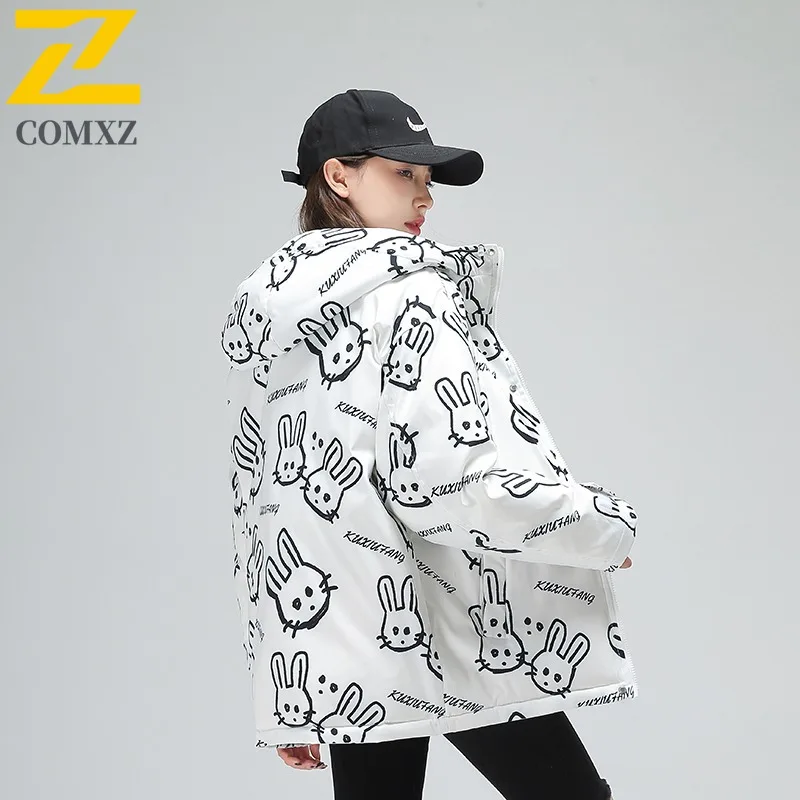 COMXZ Men Winter Jacket New Hooded Cold-Resistant Thick Travel Ski Warm Loose City Parker Coat High-Quality Snow Padded Jackets