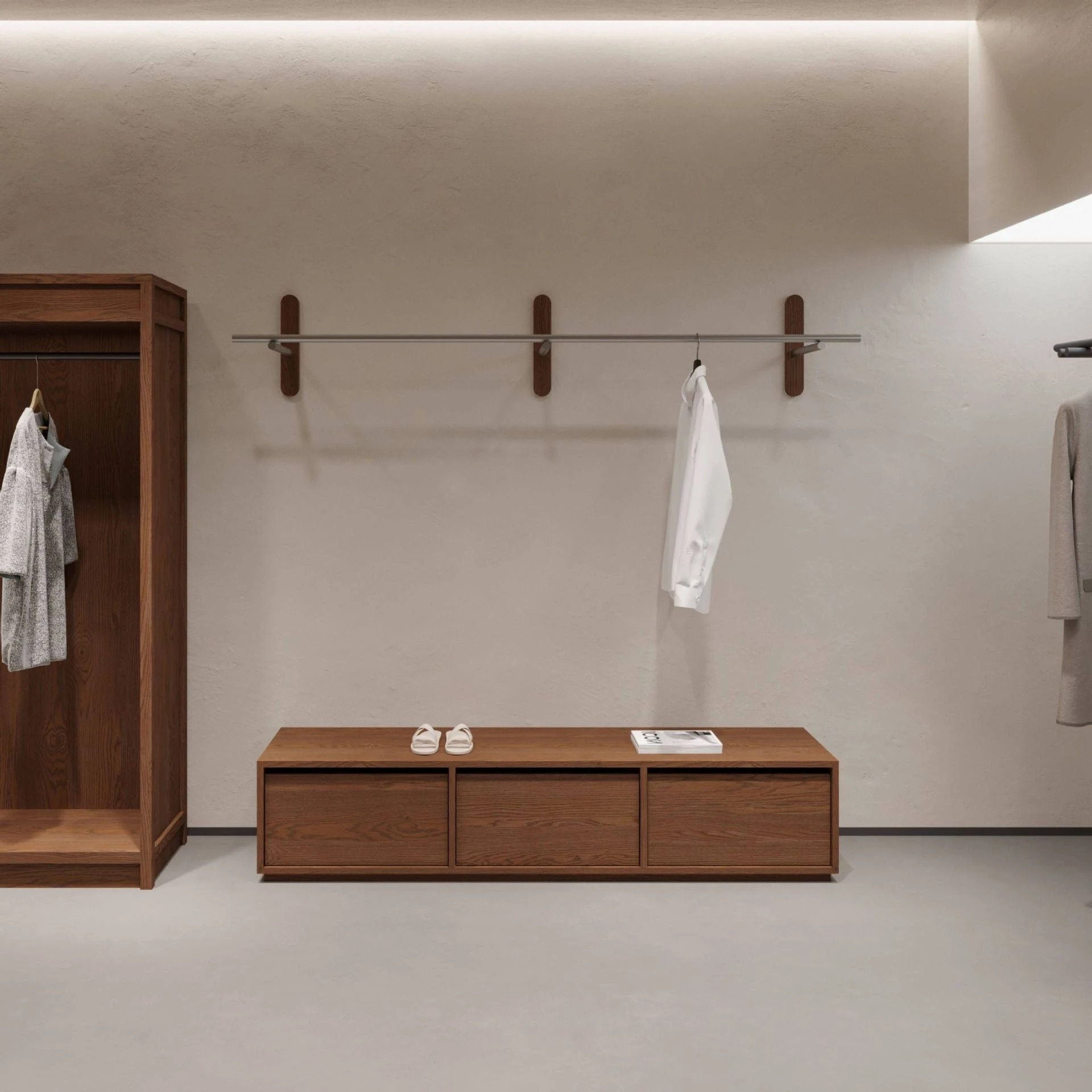 Women's clothing store wall display rack wall hanging stainless steel clothes rack floor shoes bag storage