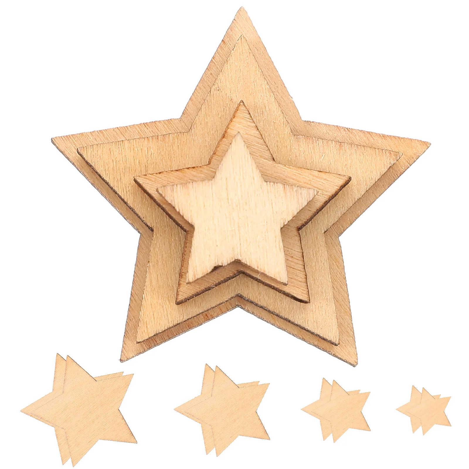 

100 PCS Decorations Wooden Christmas Manual Star Ornaments Cutouts Craft Bamboo Shapes