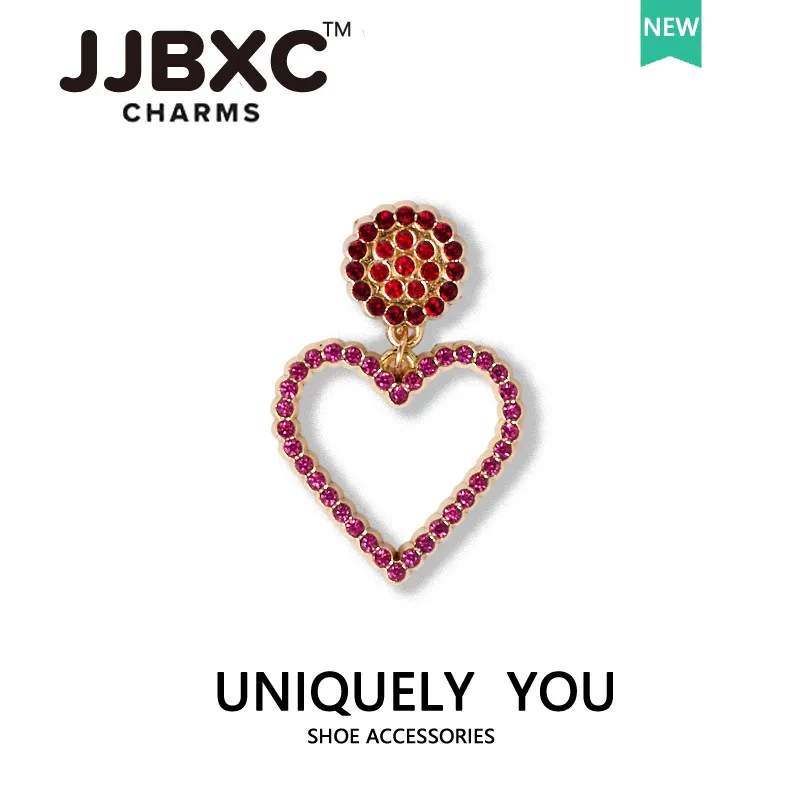 إكسسوارات الأحذية المعدنية JJBXC سحرية مصنوعة من خليط الآيس كريم والشفاه الحمراء على شكل قلب الحب لتقوم بها بنفسك أحذية عصرية زينة مناسبة للأحذية المتقاطعة