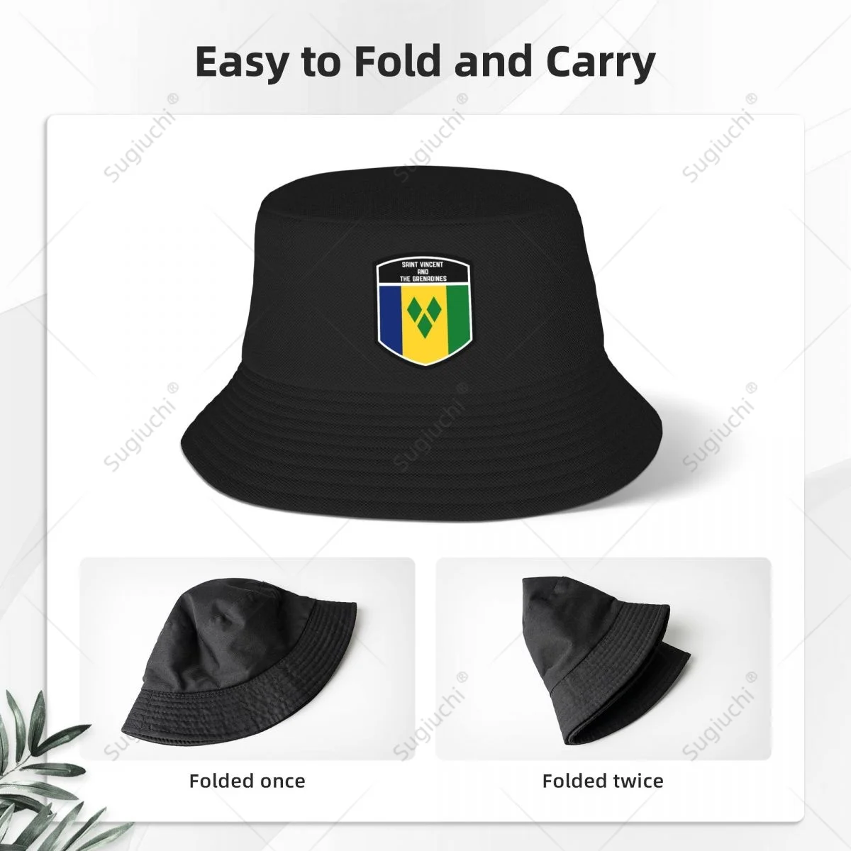 Saint Vincent And The Grenadines Flag Shield Bucket Hats Fans Sun Shade Simple Classic Outdoor Summer Fisherman Caps Fishing Cap