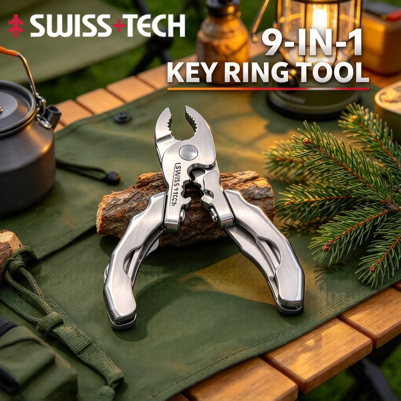 SWISS TECH 9 IN 1 Mini Multifunctional Pliers Pocket EDC Multitool Keychain Screwdriver Outdoor Hiking Gear Small Bottle Opener