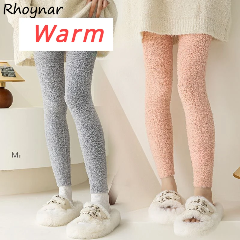 

Chic Fleece Save Waist Elastic Leggings Women Fashion Solid Simple Slim Warm Hot Heat Plus Velvet Young Popular All-match Girls