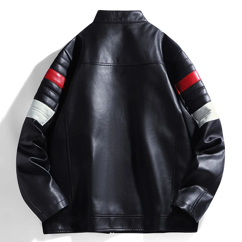 

Spring and Autumn New Styles Men's Slim Fit Cool Trendy Leather Jacket American Retro Leather Jacket Men's Motorcycle Suit