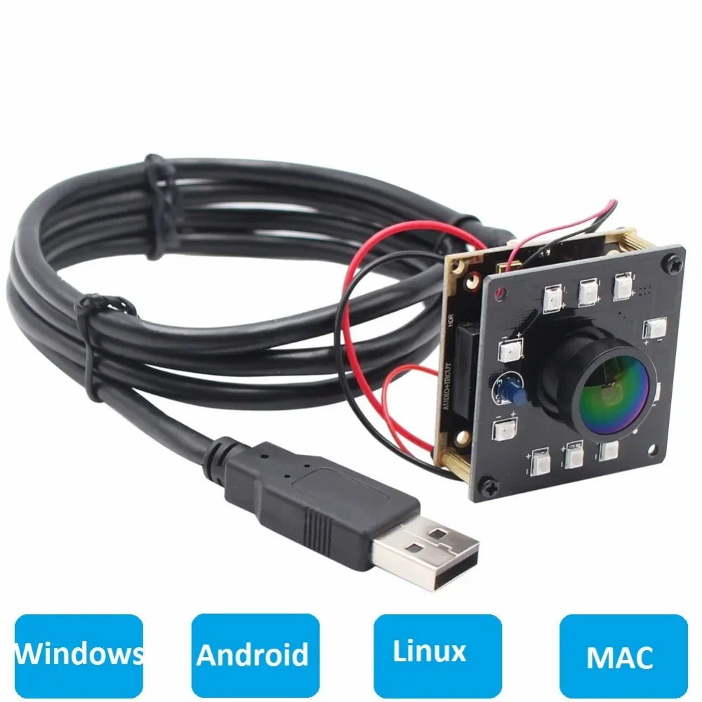 ELP 1080P 30fps USB Camera, Night Vision, Fisheye Wide Angle, IR Cut LED Board, for Mac Linux, DIY Project, Video Surveillance