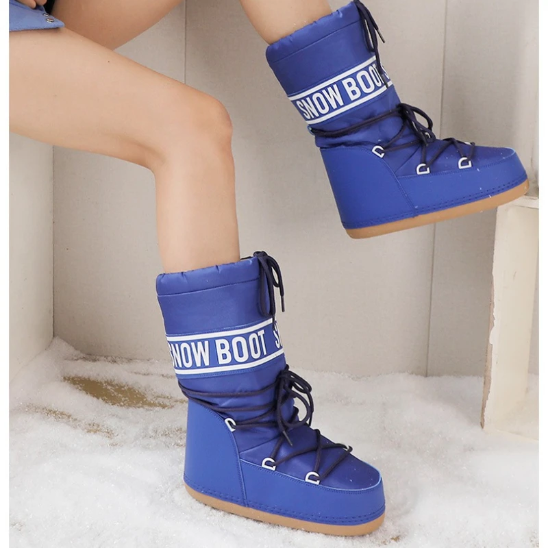 Winter Boots Women Snow Boots Mid-calf Cold-proof Antiskid Thicken Plush Waterproof Thick Platform Space Ski Boots Size 35-43 view 3