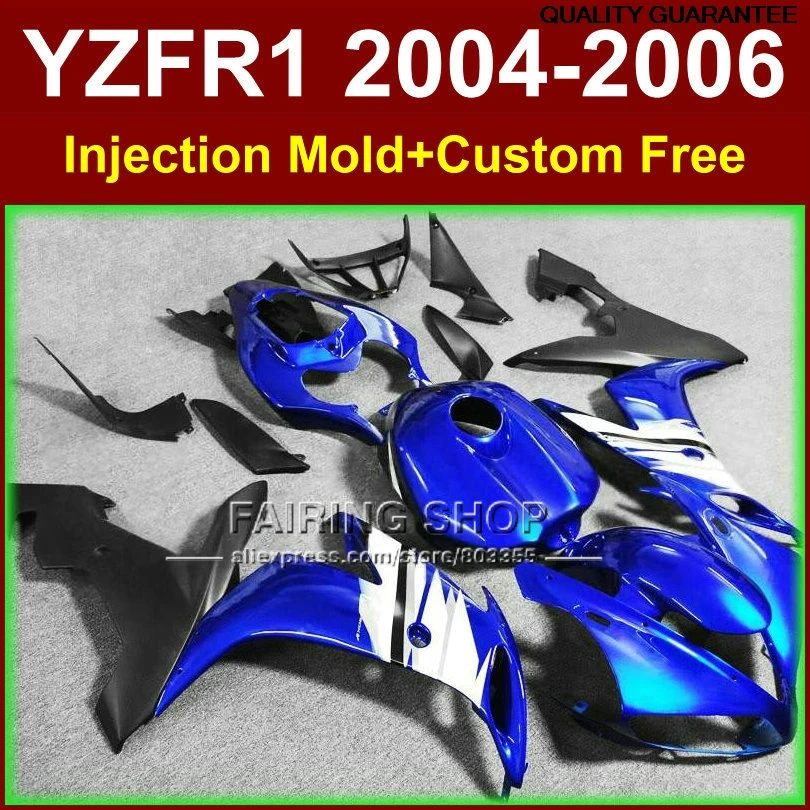 

Paint Injection Fairings Kits For YAMAHA R1 2004 2005 2006 YZF R1 04 05 06 YZF1000 Blue Black Motorcycle Fairing Bodywork